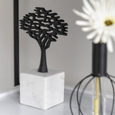 Figuur Boom Op Voet Aluminium/Marmer Zwart/Wit Set van 3 - Beeld - J-Line - livinglovely.nl