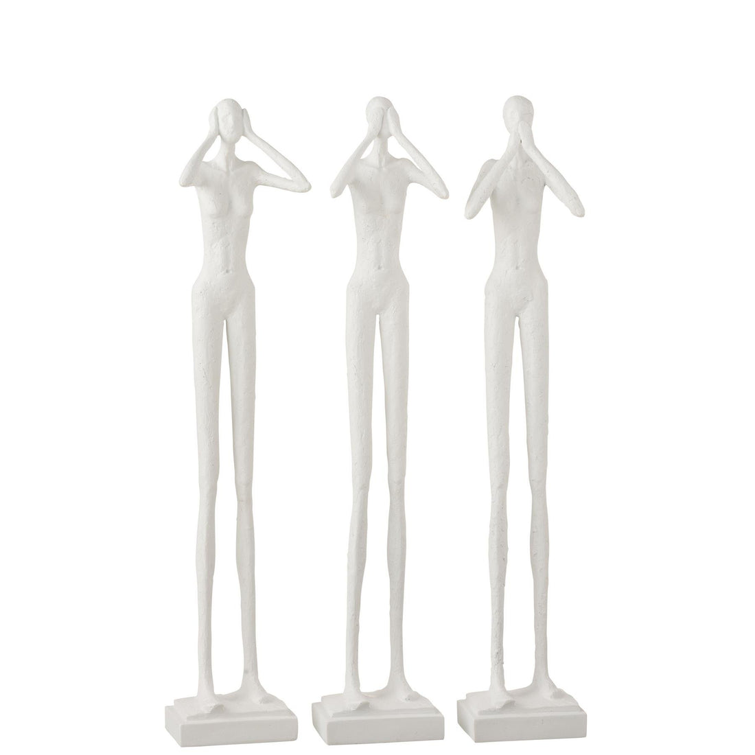 Figuur Horen/Zien/Zwijgen Poly Wit Set van 3 - Beeld - J-Line - livinglovely.nl