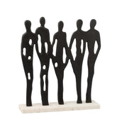 Figuur Op Rij Aluminium/Marmer Zwart/Wit - Beeld - J-Line - livinglovely.nl