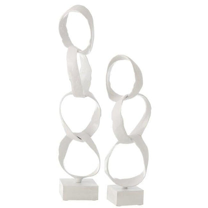 Figuur Ringen Op Voet Aluminium Wit Large - Beeld - J-Line - livinglovely.nl