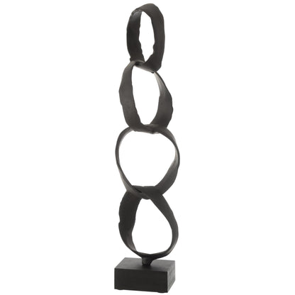 Figuur Ringen Op Voet Aluminium Zwart Large - Beeld - J-Line - livinglovely.nl