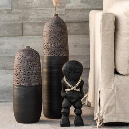 Figuur Takwimu Mangohout Zwart Small - Beeld - J-Line - livinglovely.nl