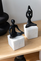 Figuur Yoga Aluminium/Marmer Zwart/Wit Set van 2 - Beeld - J-Line - livinglovely.nl