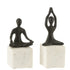 Figuur Yoga Aluminium/Marmer Zwart/Wit Set van 2 - Beeld - J-Line - livinglovely.nl