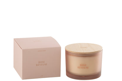 Geurkaars Accords Essentiels Rose Rêveuse 28 Uur - Geurkaars - J-Line - livinglovely.nl