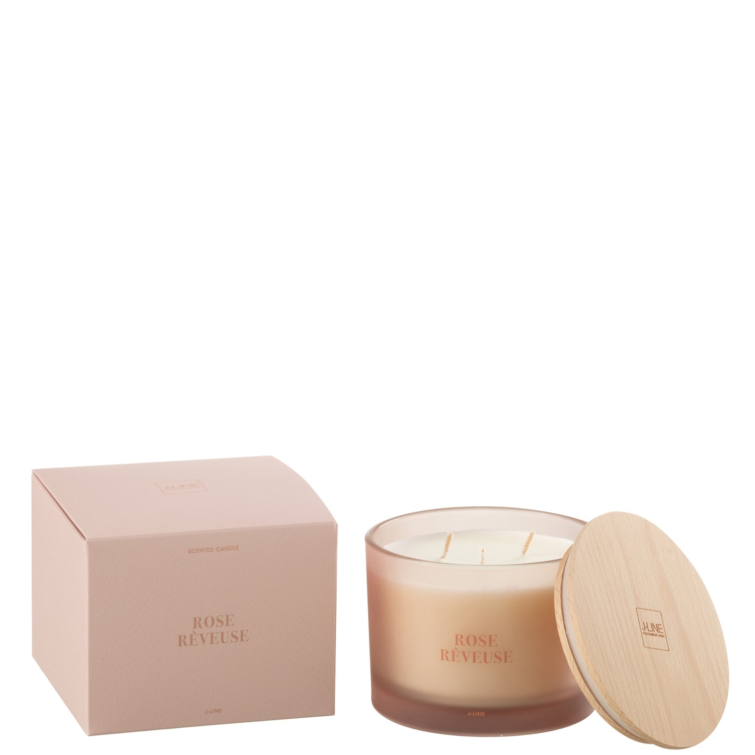 Geurkaars Accords Essentiels Rose Rêveuse 28 Uur - Geurkaars - J-Line - livinglovely.nl