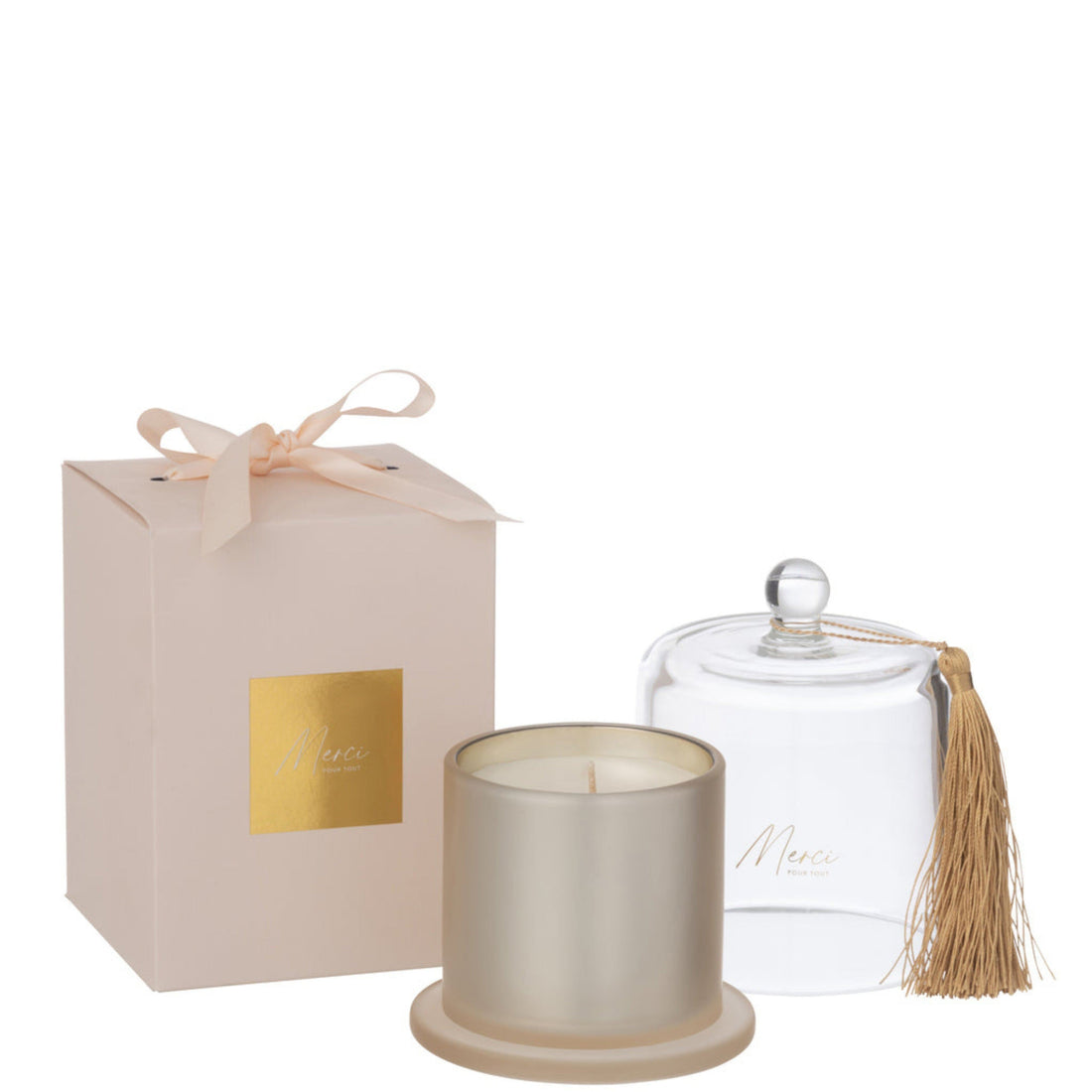 Geurkaars Bell Merci Beige Large 45H - Geurkaars - J-Line - livinglovely.nl