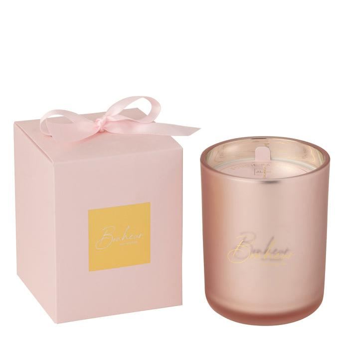 Geurkaars Bonheur Pink Large 65H - Geurkaars - J-Line - livinglovely.nl