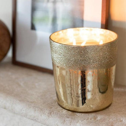 Geurkaars Deluxe Glas Goud Medium 80uur - Geurkaars - J-Line - livinglovely.nl