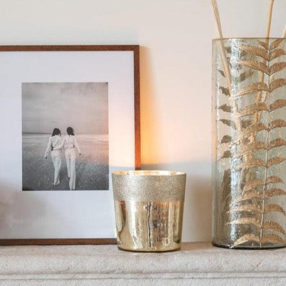 Geurkaars Deluxe Glas Goud Small-48u - Geurkaars - J-Line - livinglovely.nl