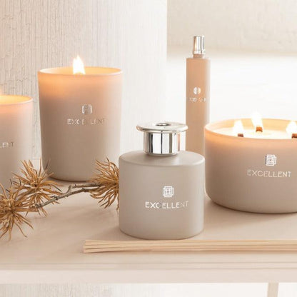 Geurkaars Excellent Glas Beige Large-40u - Geurkaars - J-Line - livinglovely.nl