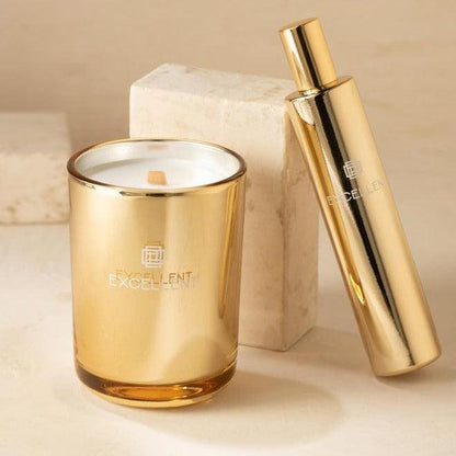 Geurkaars Excellent Golden Honey Goud Small 50H - Geurkaars - J-Line - livinglovely.nl