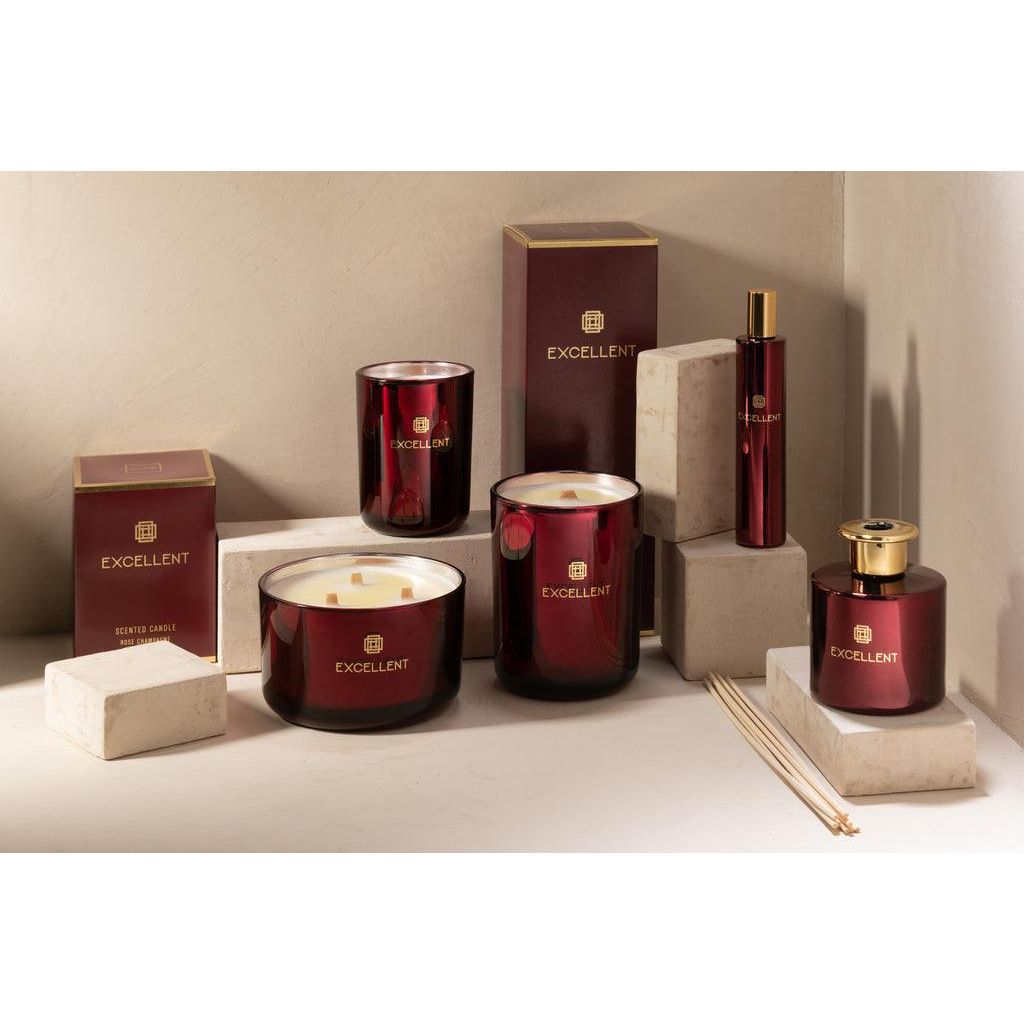 Geurkaars Excellent Rose Champagne Wijnrood Medium-80u
