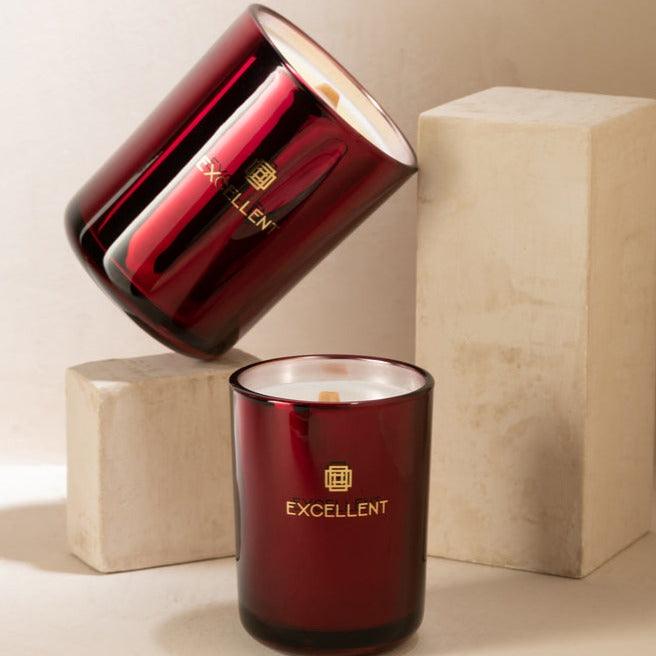 Geurkaars Excellent Rose Champagne Wijnrood Small-50u - Geurkaars - J-Line - livinglovely.nl