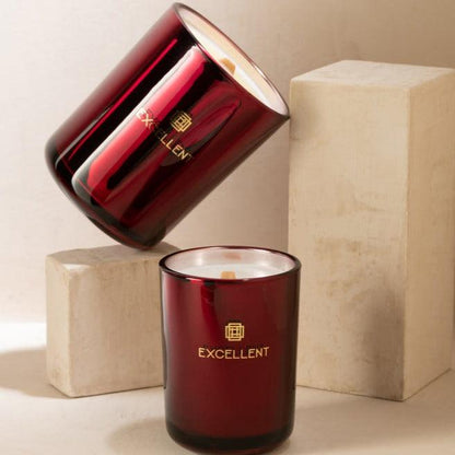 Geurkaars Excellent Rose Champagne Wijnrood Small-50u - Geurkaars - J-Line - livinglovely.nl