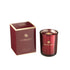 Geurkaars Excellent Rose Champagne wijnrood glas met gouden logo naast de wijnrode geschenkdoos