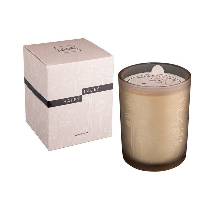 Geurkaars Happy Faces Beige Large-70u - Geurkaars - J-Line - livinglovely.nl