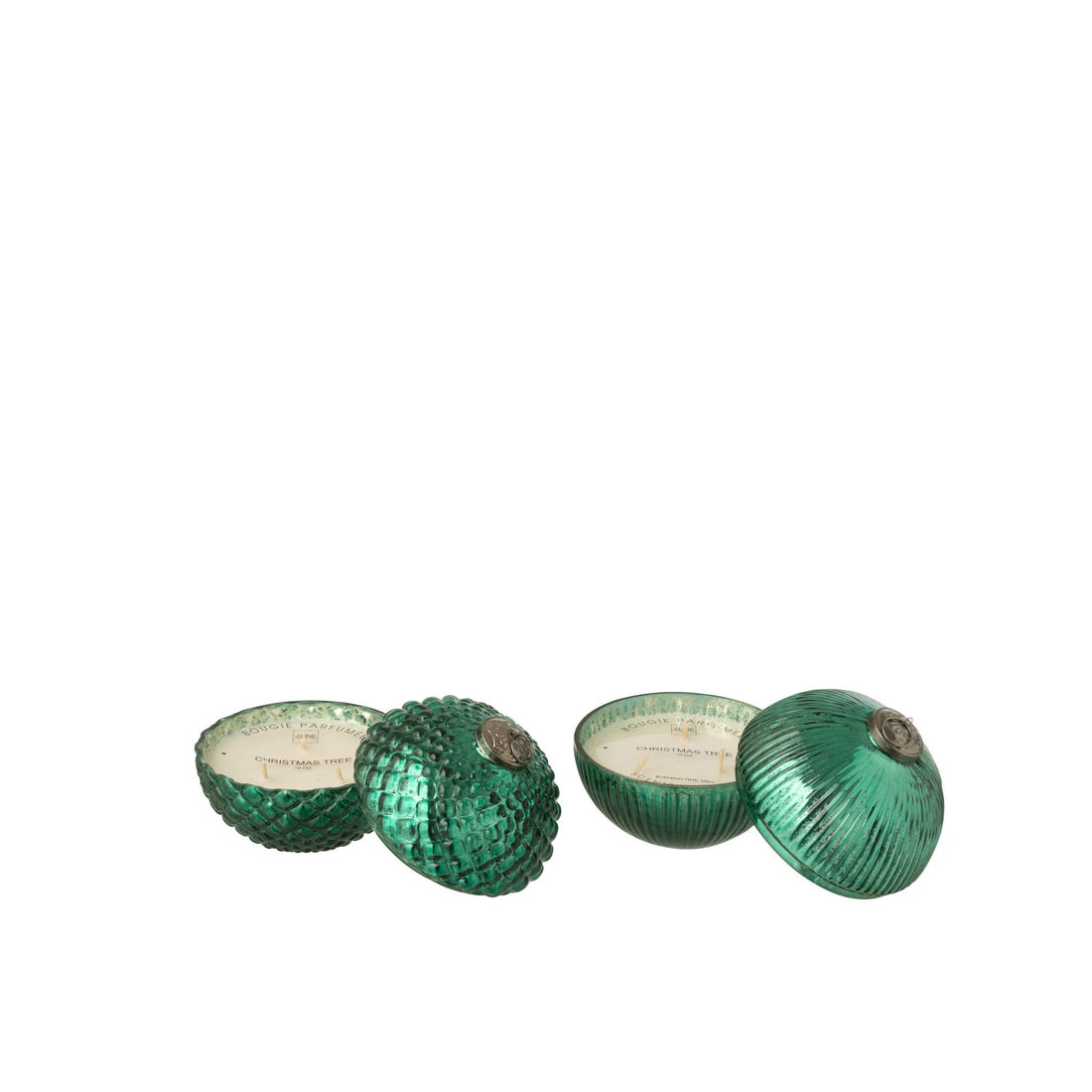 Geurkaars Kerstbal Glas Groen Small Set van 2 J-Line