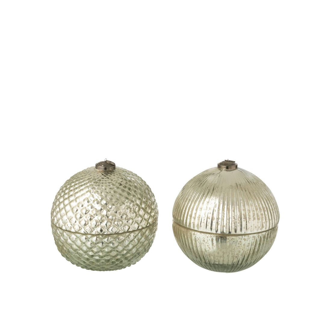 Geurkaars Kerstbal Glas Zilverkleurig Large Set van 2 J-Line