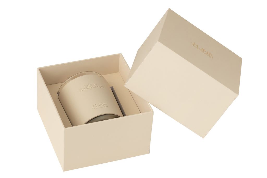 Geurkaars Leather Beige 40H - Geurkaars - J-Line - livinglovely.nl