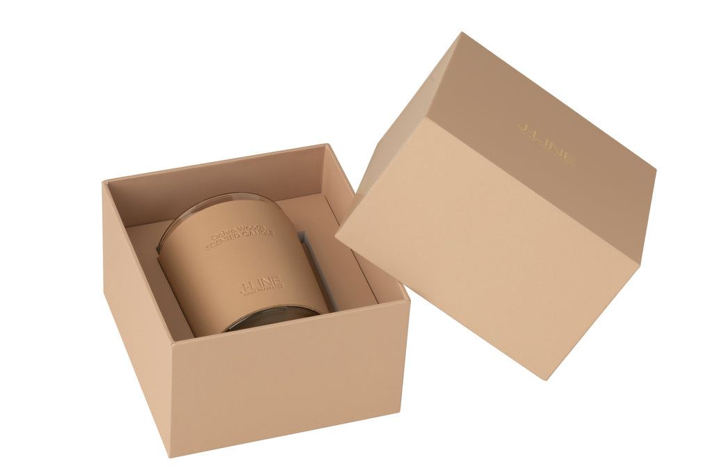 Geurkaars Leder Bruin 40uur - Geurkaars - J-Line - livinglovely.nl