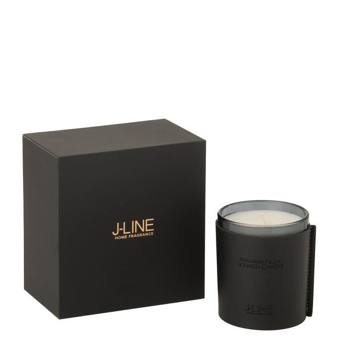 Geurkaars Leder Zwart 40uur - Geurkaars - J-Line - livinglovely.nl