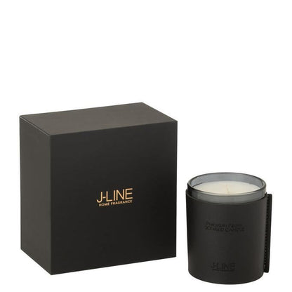Geurkaars Leder Zwart 40uur - Geurkaars - J-Line - livinglovely.nl