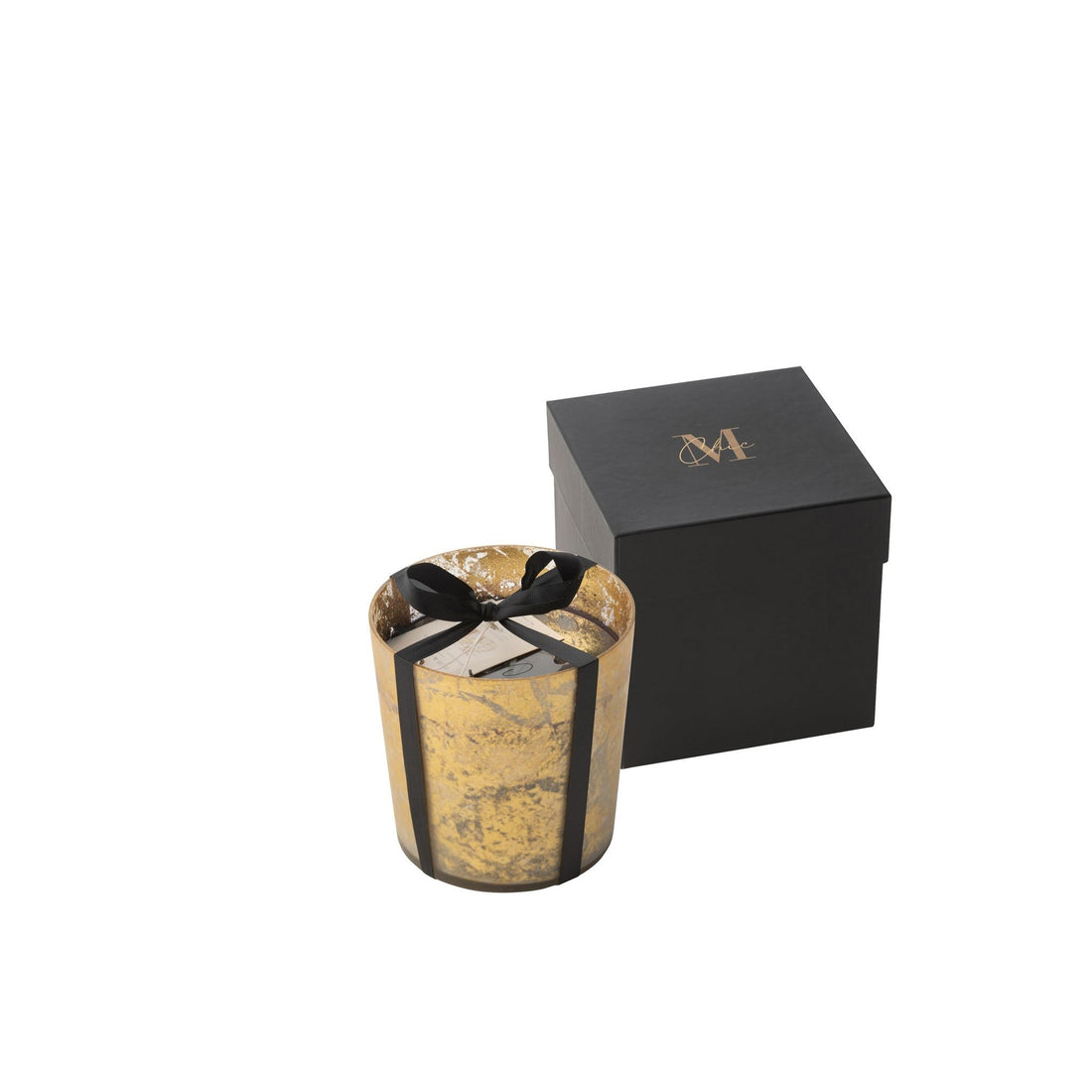Geurkaars M-Chic Glas Goud/Zwart Medium-80u