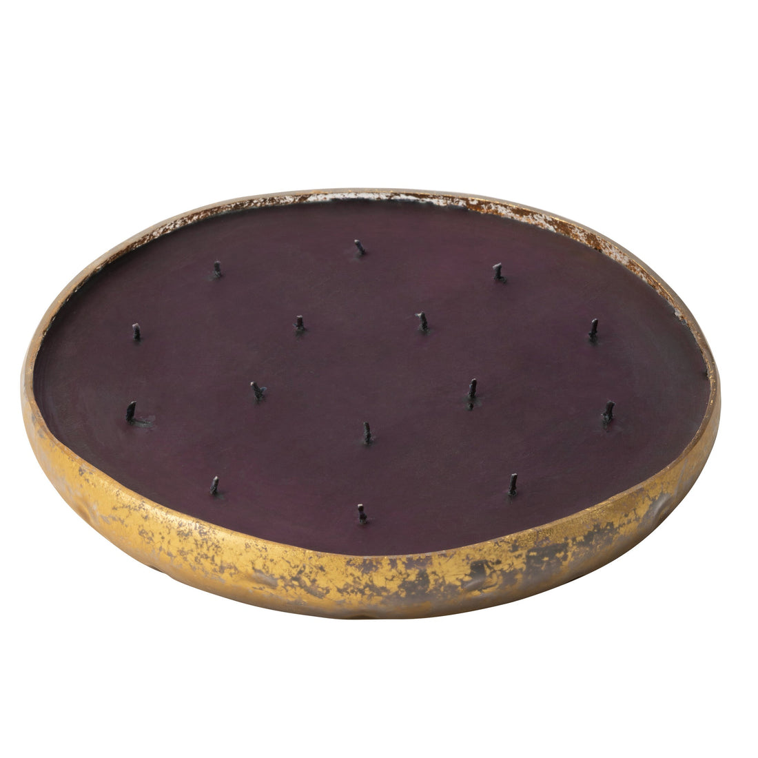 Geurkaars M-Chic Glas Goud/Zwart XL van J-Line, extra grote ronde kaars met zwarte was en meerdere lonten