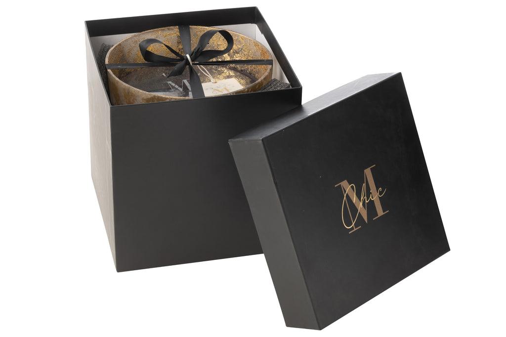 Geurkaars M-Chic Glas Goud/Zwart Large-140u - Geurkaars - J-Line - livinglovely.nl