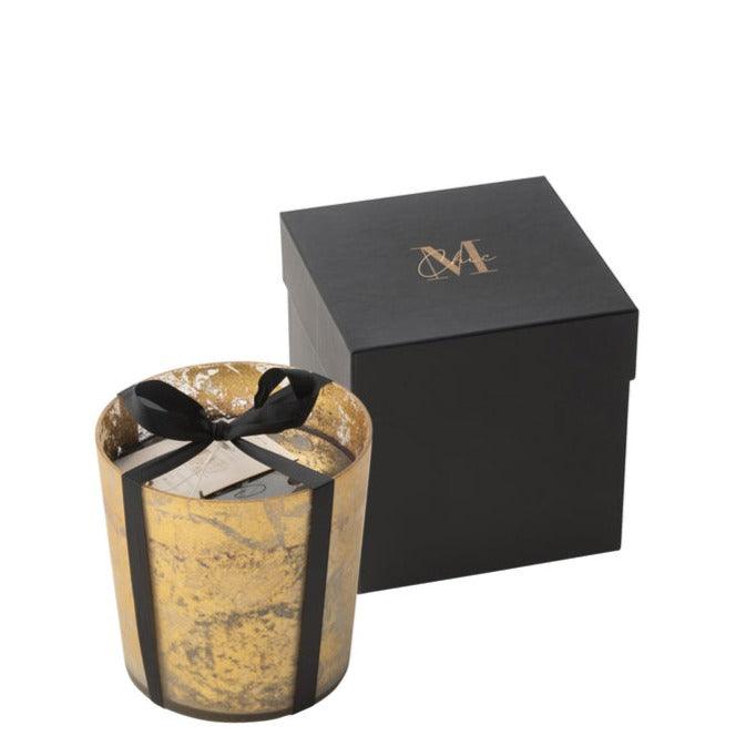 Geurkaars M-Chic Glas Goud/Zwart Medium-80u - Geurkaars - J-Line - livinglovely.nl