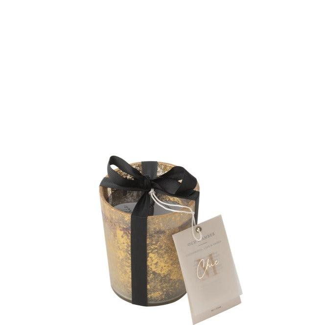 Geurkaars M-Chic Glas Goud/Zwart Small-48u - Geurkaars - J-Line - livinglovely.nl