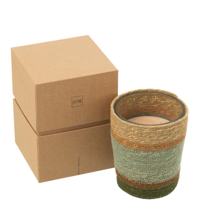 Geurkaars Mand Beige Medium - 55 Uur - Geurkaars - J-Line - livinglovely.nl