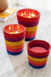 Geurkaars Mand Beige Mix Medium - 55 Uur - Geurkaars - J-Line - livinglovely.nl