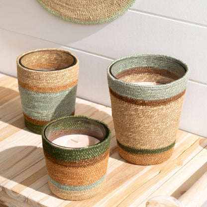 Geurkaars Mand Beige Small- 45 Uur - Geurkaars - J-Line - livinglovely.nl