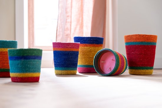 Geurkaars Mand Blauw Was Medium-55 Uren Set van 2 - Geurkaars - J-Line - livinglovely.nl