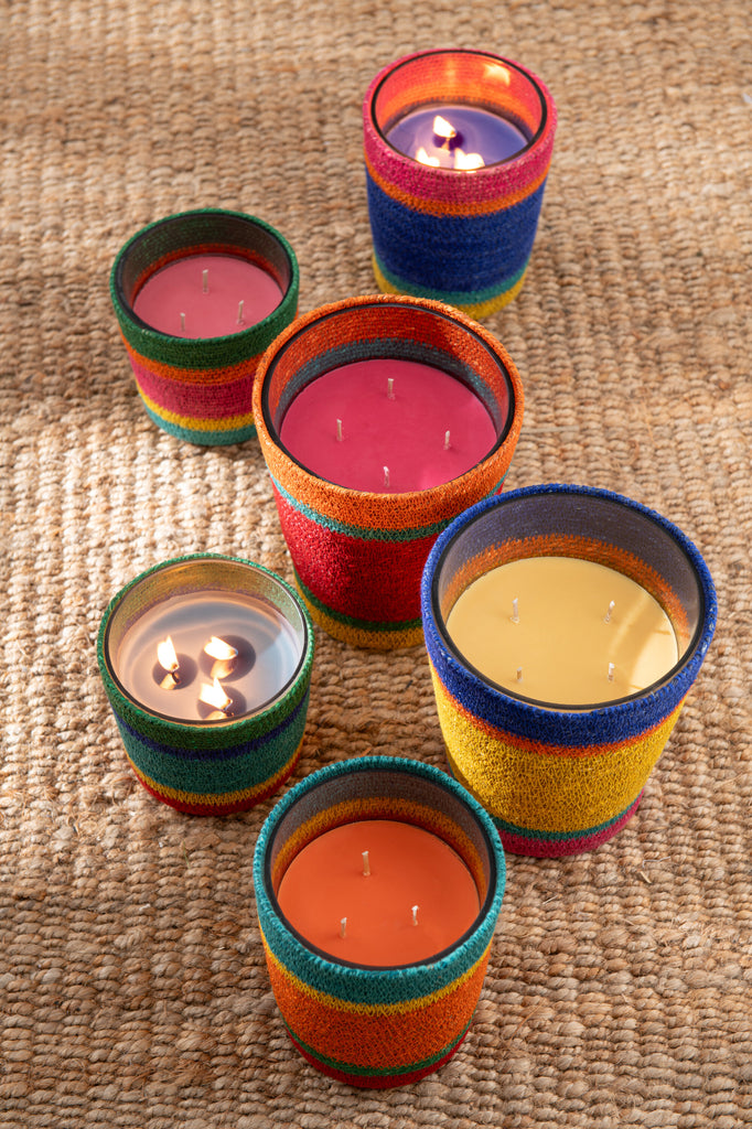 Geurkaars Mand Roze Was Mix Small-45 Uren Set van 2 - Geurkaars - J-Line - livinglovely.nl