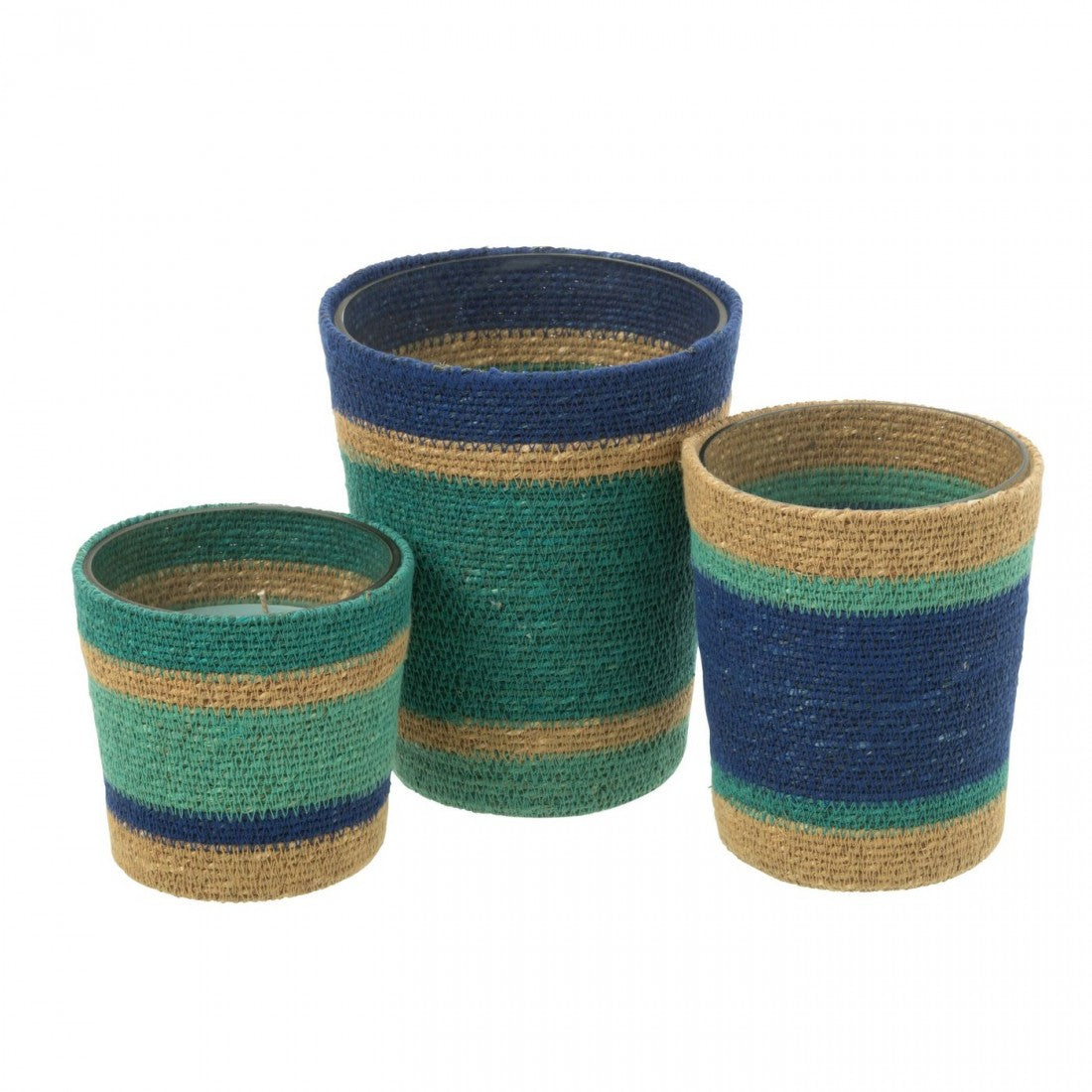 Geurkaars Mand Wax Azuur Large - 75 Uur - Geurkaars - J-Line - livinglovely.nl