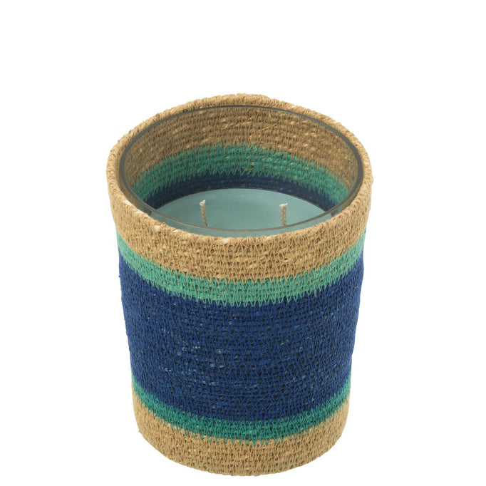 Geurkaars Mand Wax Azuur Medium - 55 Uur - Geurkaars - J-Line - livinglovely.nl