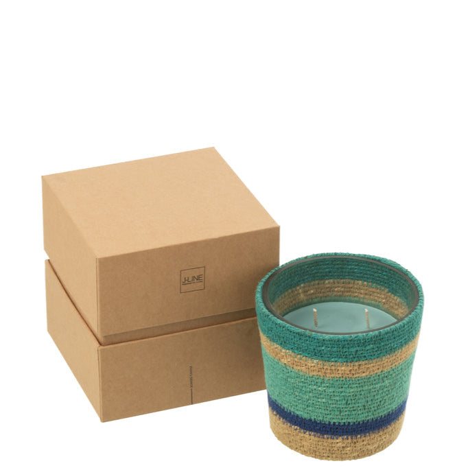 Geurkaars Mand Wax Azuur Small - 45 Uur - Geurkaars - J-Line - livinglovely.nl