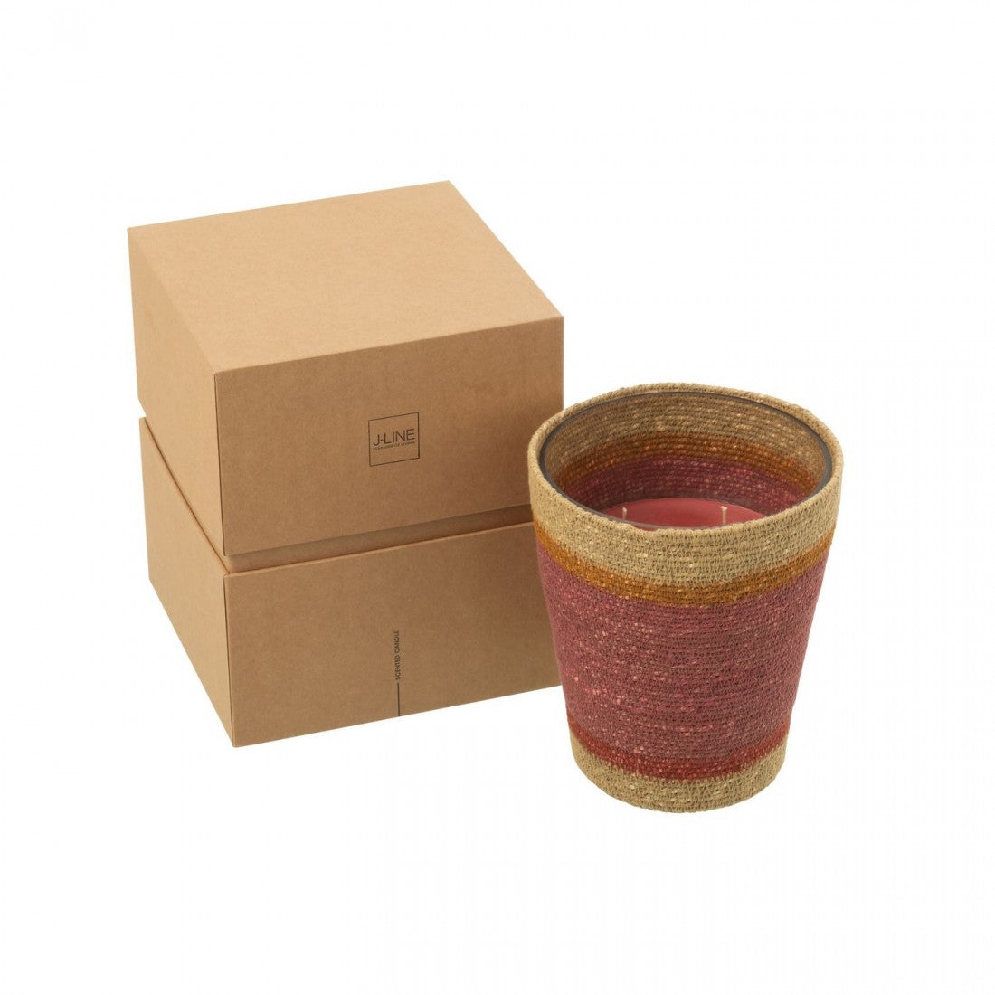 Geurkaars Mand Wax Bordeaux Large - 75 Uur - Geurkaars - J-Line - livinglovely.nl