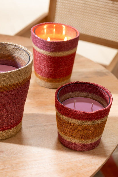 Geurkaars Mand Wax Bordeaux Large - 75 Uur - Geurkaars - J-Line - livinglovely.nl