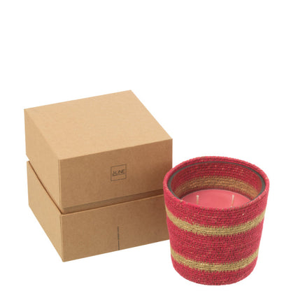 Geurkaars Mand Wax Fuchsia Small - 45 Uur - Geurkaars - J-Line - livinglovely.nl