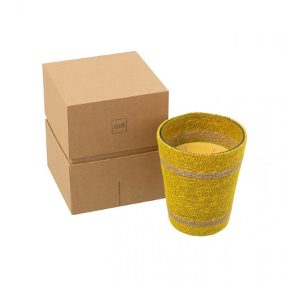 Geurkaars Mand Wax Geel Large - 75 Uur - Geurkaars - J-Line - livinglovely.nl