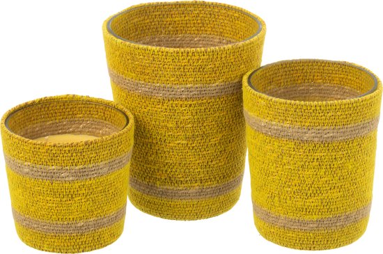 Geurkaars Mand Wax Geel Medium - 55 Uur - Geurkaars - J-Line - livinglovely.nl