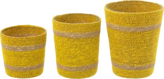 Geurkaars Mand Wax Geel Medium - 55 Uur - Geurkaars - J-Line - livinglovely.nl