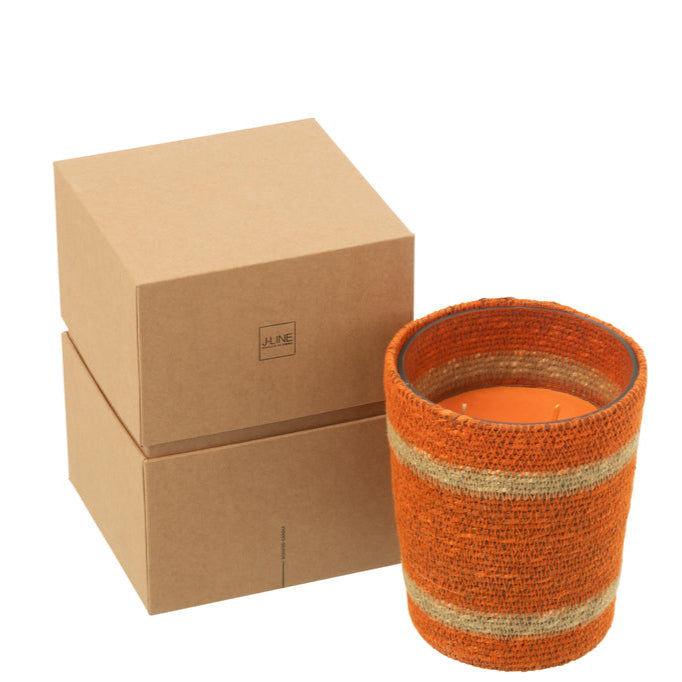 Geurkaars Mand Wax Oranje Medium - 55 Uur - Geurkaars - J-Line - livinglovely.nl