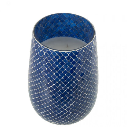 Geurkaars Mia Mozaeik Blauw Large-230h - Geurkaars - J-Line - livinglovely.nl
