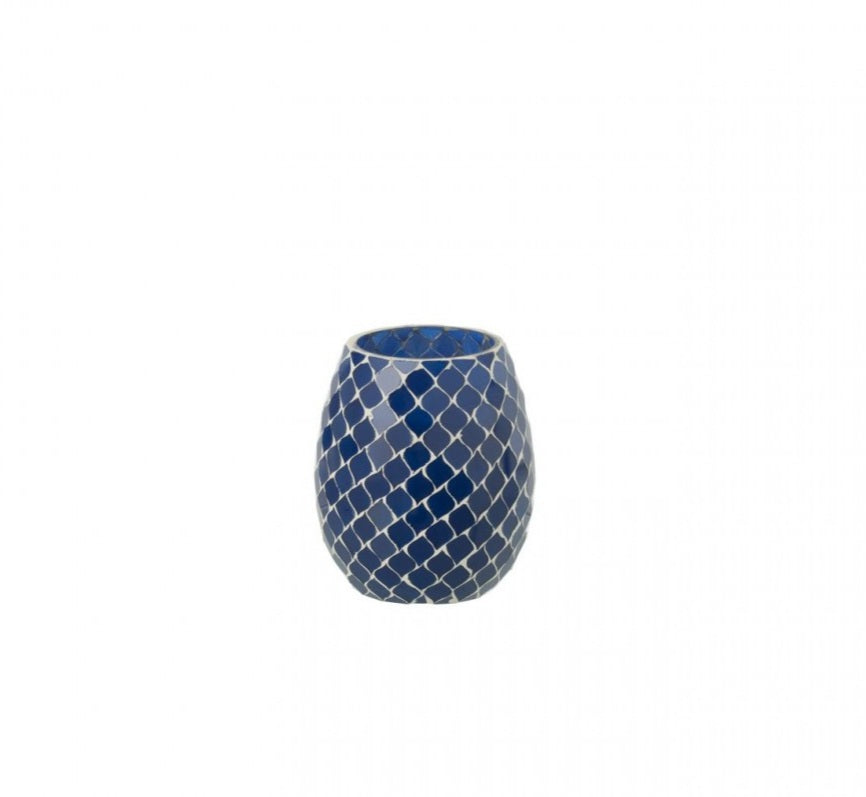 Geurkaars Mia Mozaiek Blauw Small-90u - Geurkaars - J-Line - livinglovely.nl