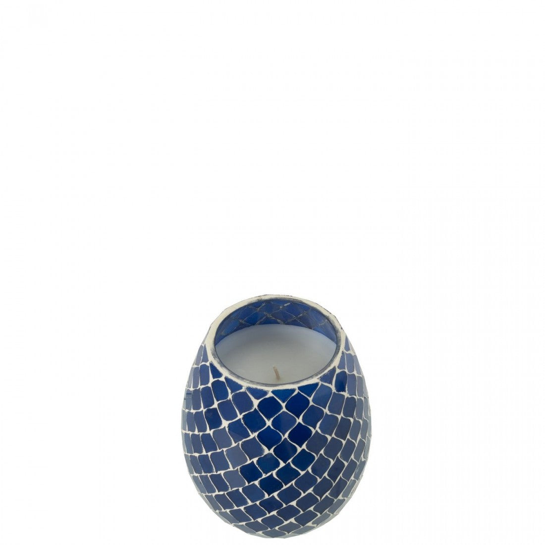 Geurkaars Mia Mozaiek Blauw Small-90u - Geurkaars - J-Line - livinglovely.nl